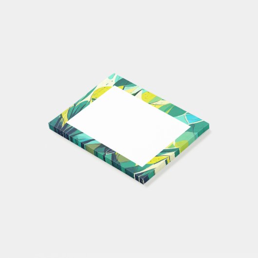 Sukkuläre Pflanze in grün und gelb Post-it Klebezettel (angewinkelt)