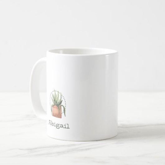 Sukkuläre Pflanze + Name oder Monogramm 🌵 Kaffeetasse (Vorderseite Links)