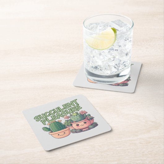 Sukkuläre Pflanze Rechteckiger Pappuntersetzer (Vor Ort)