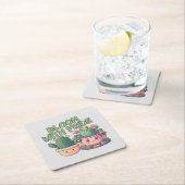 Sukkuläre Pflanze Rechteckiger Pappuntersetzer (Vor Ort)