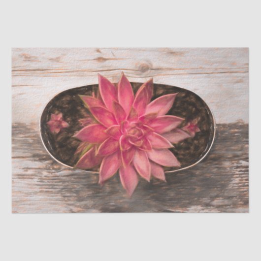 Sukkuläre rustikale Vintag rosa Botanische Dekoupa Seidenpapier (Vorderseite)