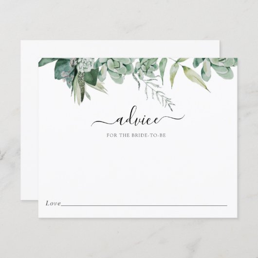 Sukkuläre und Eukalyptus Bridal Advice Card (Vorne/Hinten)