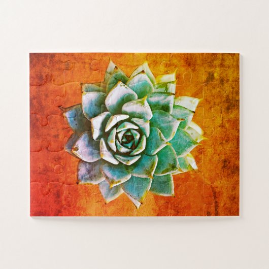Sukkuläre Wasserfarbe auf orangefarbenem Rost Puzzle (Horizontal)