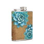 Sukkuläre Wasserfarbe auf rustikalem Braun Flachmann (Rechts)