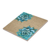 Sukkuläre Wasserfarbe auf Tan Burlap Fliese (Seite)