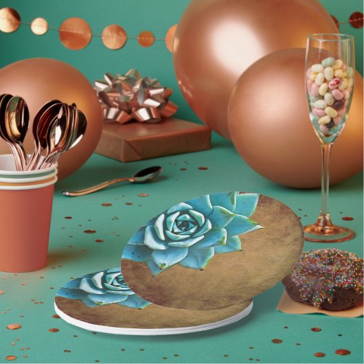 Sukkuläre Wasserfarbe Rustikale Braun Pappteller (Multi)