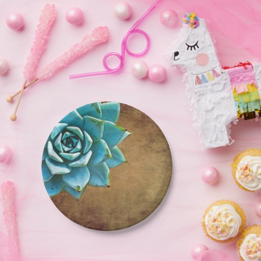 Sukkuläre Wasserfarbe Rustikale Braun Pappteller (Party)