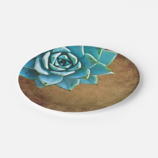 Sukkuläre Wasserfarbe Rustikale Braun Pappteller (Schrägansicht)