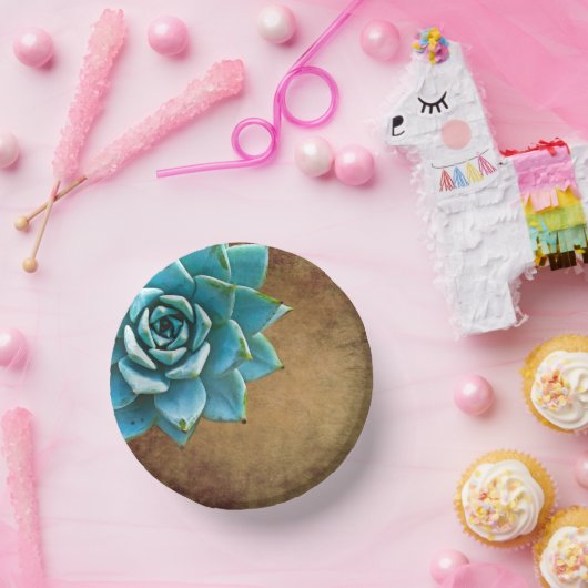 Sukkuläre Wasserfarbe Rustikale Braun Pappteller (Party)