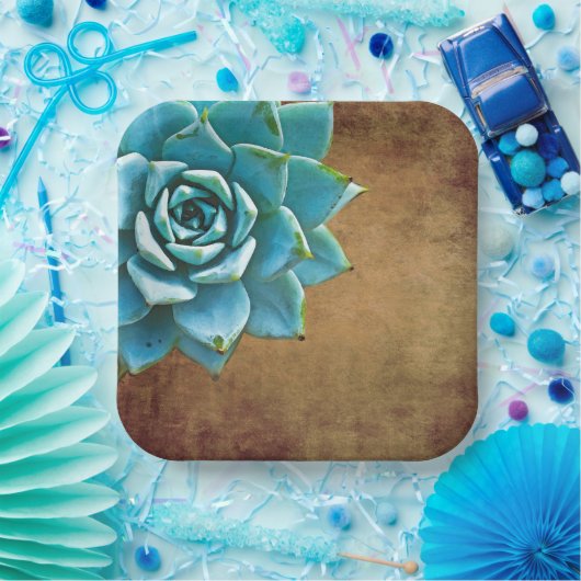 Sukkuläre Wasserfarbe Rustikale Braun Pappteller (Party)