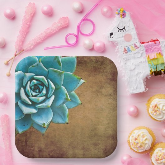 Sukkuläre Wasserfarbe Rustikale Braun Pappteller (Party)