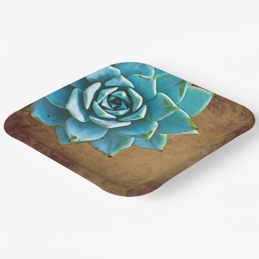 Sukkuläre Wasserfarbe Rustikale Braun Pappteller (Gewinkelt)