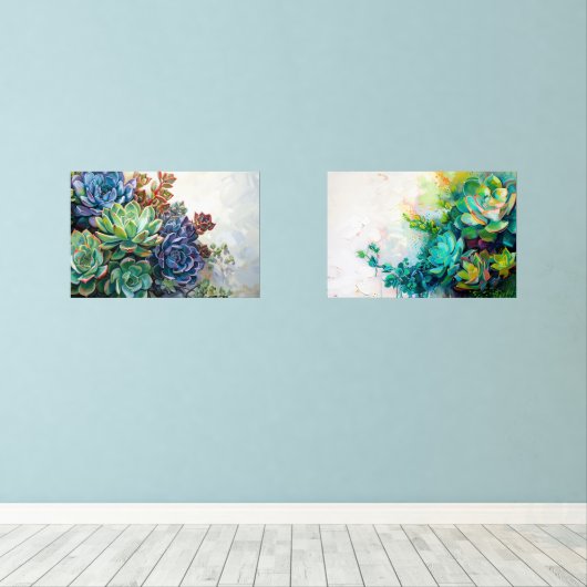 Sukkuläre Wüstenbilder Kunst Pflanze Bilderwand Sets (Holzboden)
