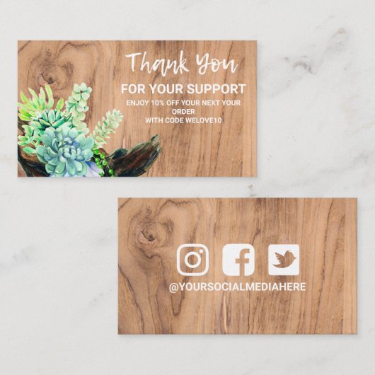 Sukkulärer Abschlag für Holz Visitenkarte (Vorne/Hinten)