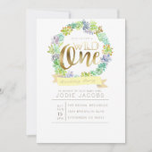 Sukkulärer Garten | Aquarell Erster Geburtstag Einladung (Vorderseite)