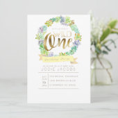 Sukkulärer Garten | Aquarell Erster Geburtstag Einladung (Stehend Vorderseite)