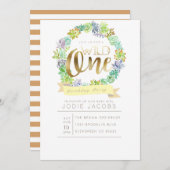 Sukkulärer Garten | Aquarell Erster Geburtstag Einladung (Vorne/Hinten)