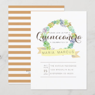 Sukkulärer Garten | Aquarellfarben - Einladung