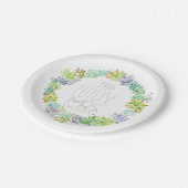 Sukkulärer Garten | Brautparty Aquarell Pappteller (Schrägansicht)