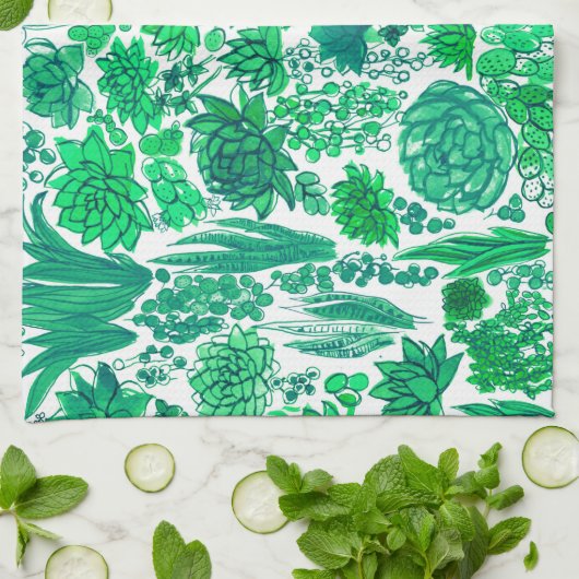 Sukkulärer Garten Geschirrtuch (Gefaltet)