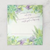 Sukkulärer Garten Wasserfarbe Platzkarte (Außenseite Aufgefaltet)