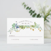 Sukkulärer Garten | Watercolor Wedding RSVP (Stehend Vorderseite)