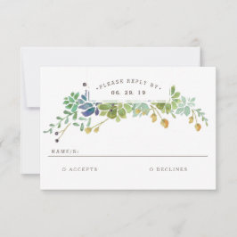 Sukkulärer Garten | Watercolor Wedding RSVP Karte