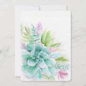 Sukkuläres Aquarellgrün lila Probe Abendessen Einladung (Rückseite)