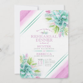 Sukkuläres Aquarellgrün lila Probe Abendessen Einladung
