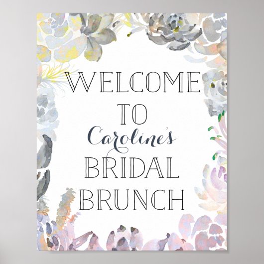 Sukkuläres Begrüßungszeichen Bridal Brunch Poster (Vorne)