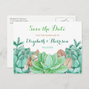 Sukkuläres Bouquet Botanisches Save the Date Ankündigungspostkarte