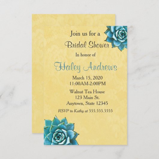 Sukkuläres Brautparty Einladung (Vorne/Hinten)