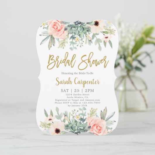 Sukkuläres Brautparty Einladung (Stehend Vorderseite)