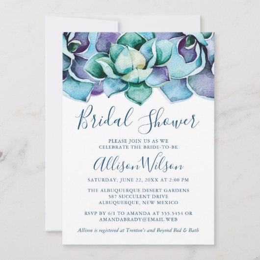 Sukkuläres Brautparty Einladung (Vorderseite)
