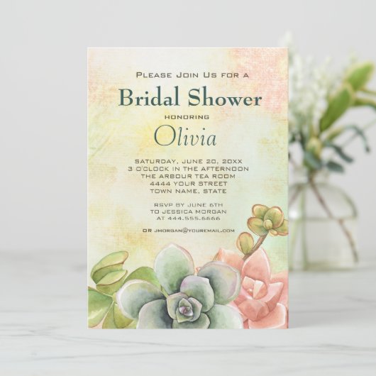 Sukkuläres Brautparty Einladung (Stehend Vorderseite)