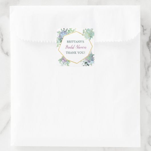 Sukkuläres Brautparty Gustensticker Quadratischer Aufkleber (Tasche)