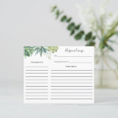 Sukkuläres Brautparty Rezept-Karte (Stehend Vorderseite)