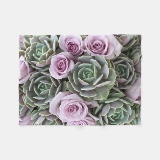 Sukkuläres Echeverias und Rose Fleece Blanket (Vorderseite (Horizontal))