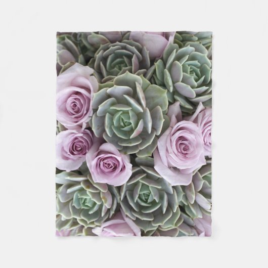 Sukkuläres Echeverias und Rose Fleece Blanket (Vorderseite)