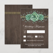 Sukkuläres Gipskraut Rustikale Hochzeitskarten RSVP Karte (Vorne/Hinten)