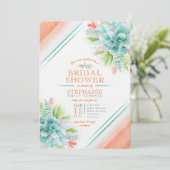 Sukkuläres, grün-orangefarbenes Brautparty Einladung (Stehend Vorderseite)