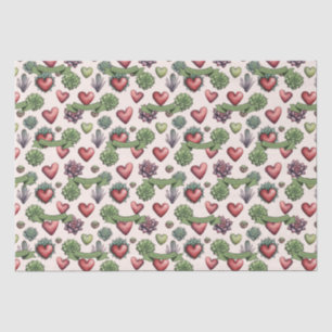 Sukkuläres Herz Wasserfarben Valentinstag Muster Seidenpapier