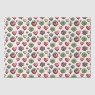 Sukkuläres Herz Wasserfarben Valentinstag Muster Seidenpapier