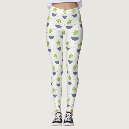 Sukkuläres Kalanchoe Pflanze Mama Muster Leggings (Vorderseite)