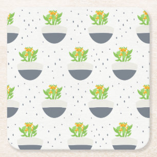 Sukkuläres Kalanchoe Pflanze Mama Muster Rechteckiger Pappuntersetzer