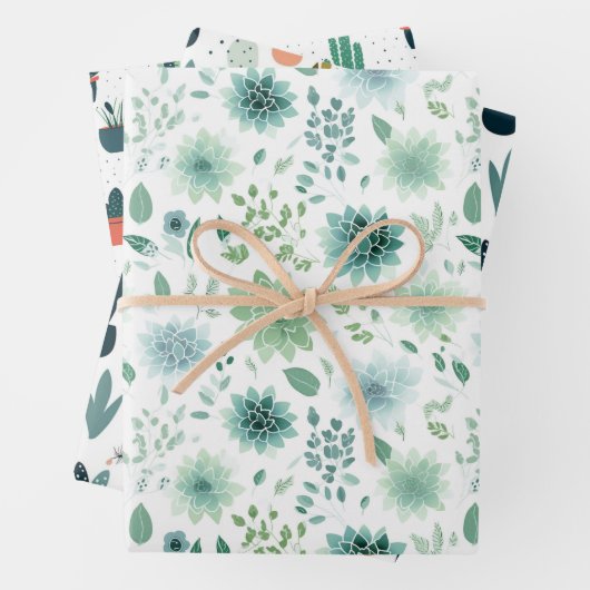Sukkuläres Trio Wrapping Paper Set Geschenkpapier Set (Beispiel)