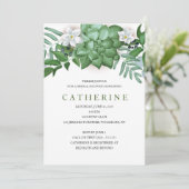 Sukkuläres und blumenreiches Brautparty Einladung (Stehend Vorderseite)