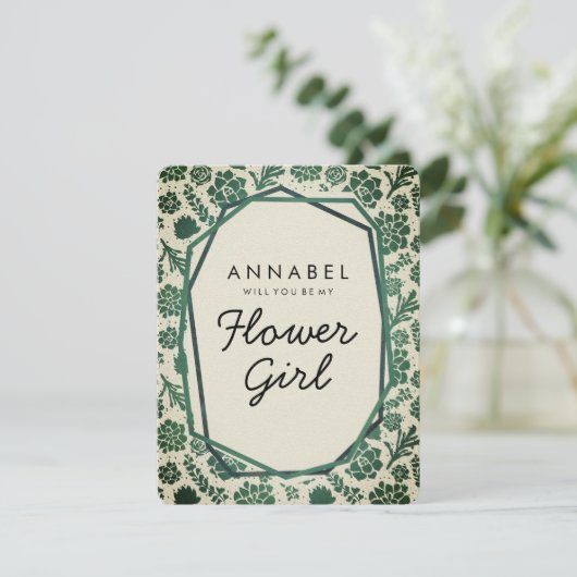 Sukkulatur, wirst du mein Blumenmädchen sein Einladung (Stehend Vorderseite)