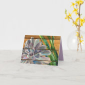 Sukkulent auf Holz Karte (Gelbe Blume)