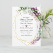 Sukkulent Geometric Virtual Bridal oder Babydusche Einladung (Stehend Vorderseite)